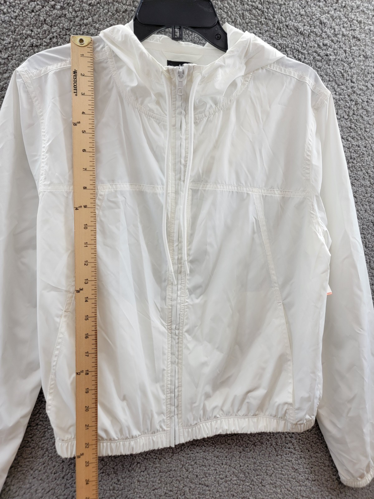 AQUA Athletic Cropped Windbreaker Jacket Women's Large White Front Zip Closure - Picture 5 of 19