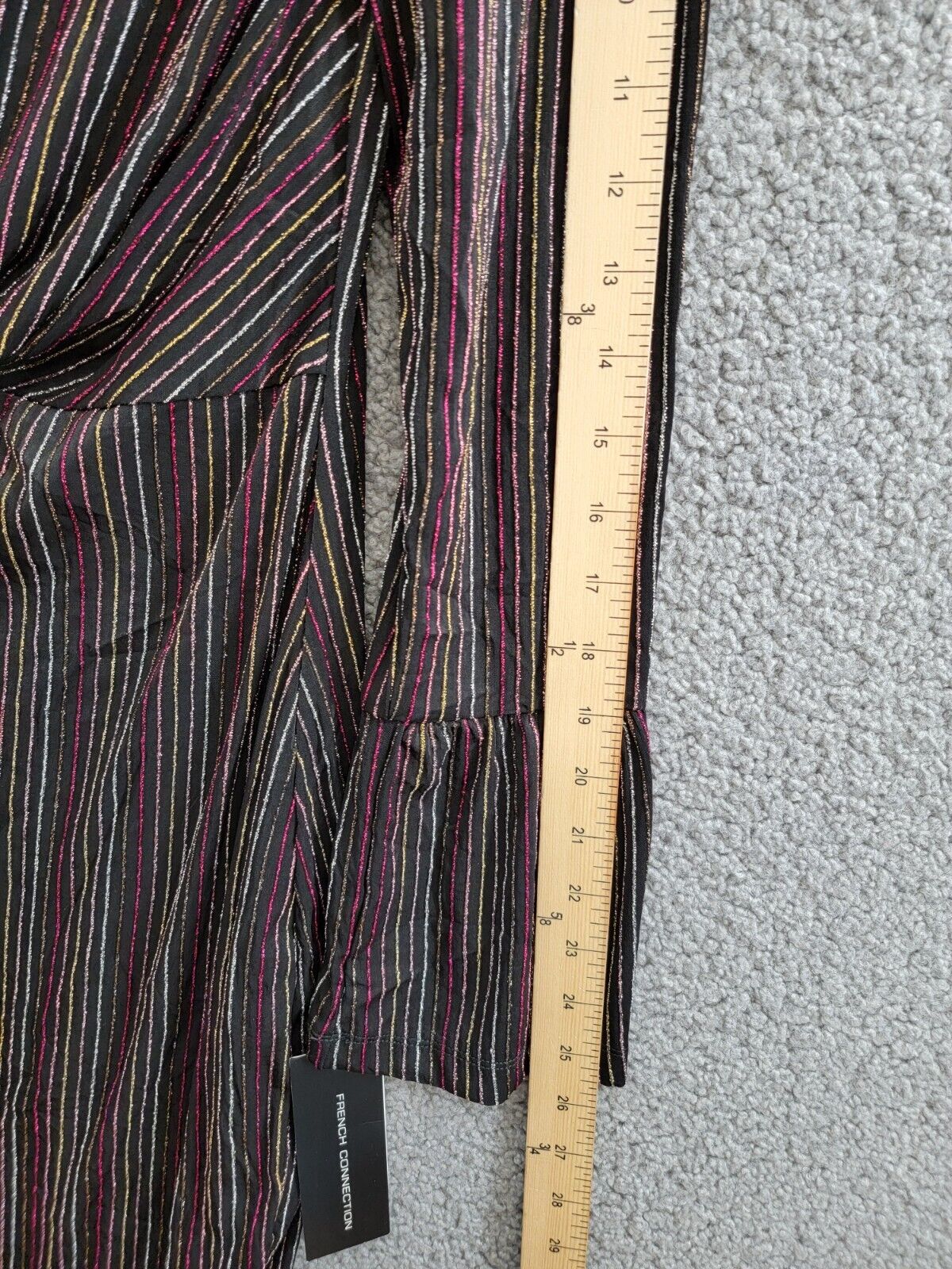 French Connection Paula Keyhole Midi Dress Women's XL Blackout Multi Round Neck - Picture 5 of 16