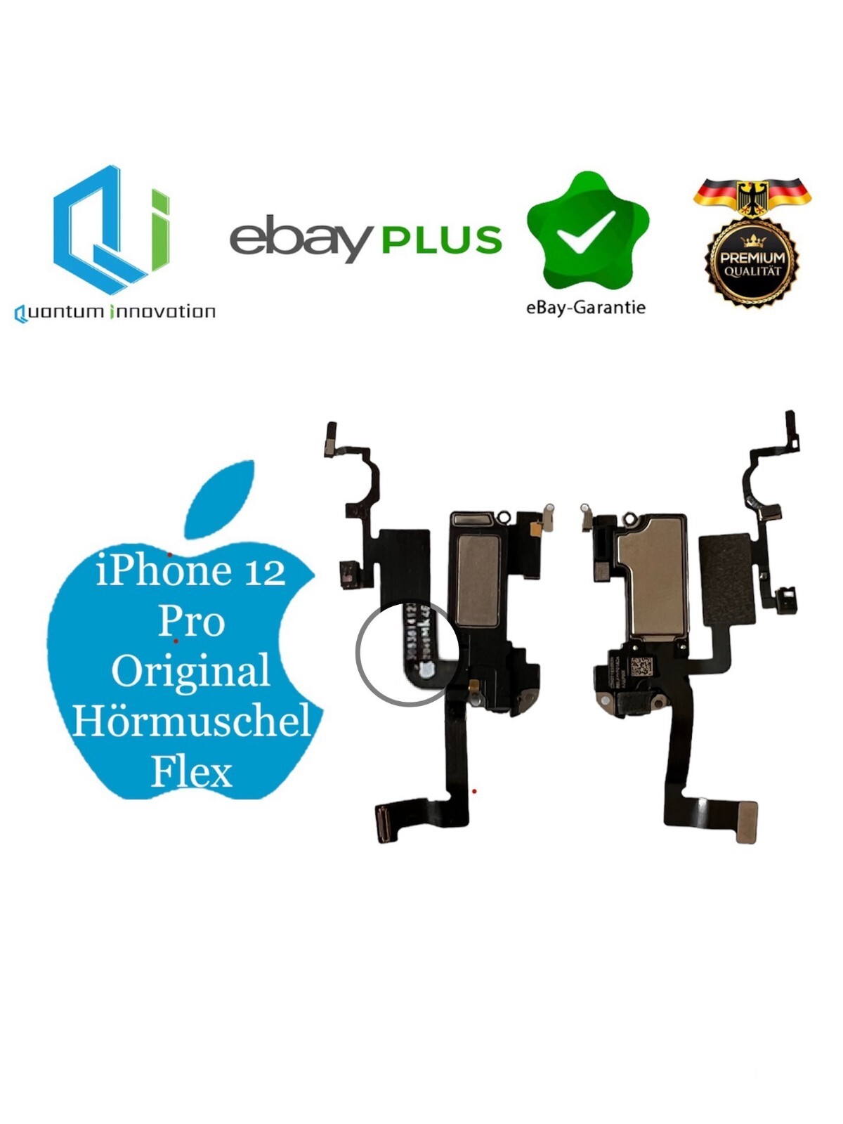 IPhone 12/12 Pro Hörmuschel Lautsprecher Ersatz – OEM-Qualität Flexkabel Inkl. Reparaturwerkzeuge, 6,1 Zoll, Ohne Face ID Nach Austausch