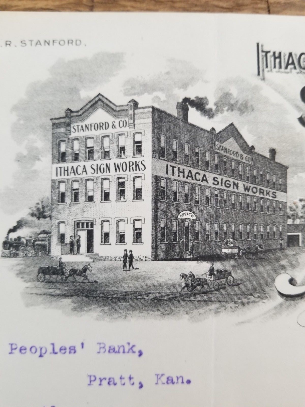 Illustrated 1901 Advertising Billhead Ithaca Sign Works Stanford & Co New York