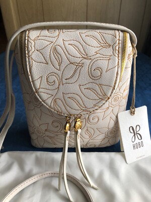 HOBO Fern White Embroidered Leather Crossbody Convwertible Bag Retired