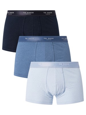 

Мужские хлопковые эластичные плавки из 3 пар Ted Baker, синие, Синий, RTBC212