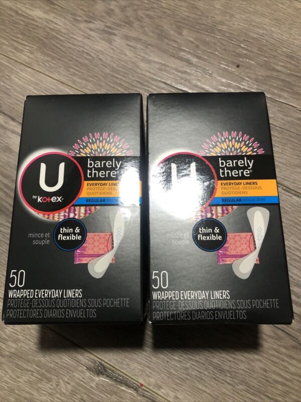 2x U by Kotex Barely There Everyday Liners 50 Wrapped Liners each box New