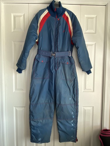 Men's Vintage Polaris Snowmobile Suit Winter Zip Blue Large- See Measurements