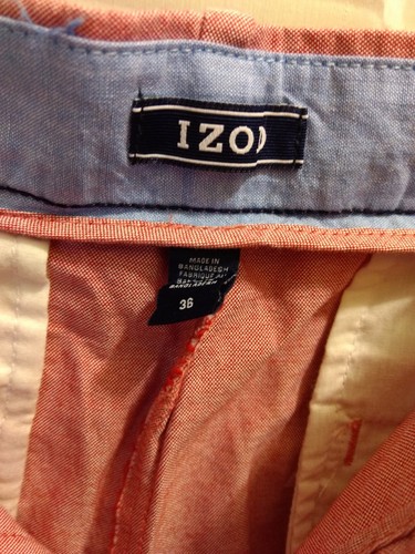 NWT Izod Men's Pink Real Red Newport Oxford Shorts Sz 36 10.5