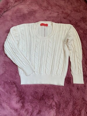 Alain Manoukian Cable Knit White Sweater sz S