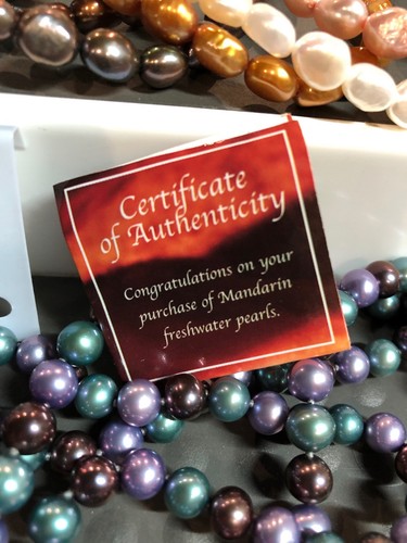 Mandarin 54” Necklace Iridescent Fresh Water Pearls-2 earrings-10 Bracelet Set