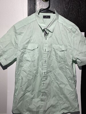 7 Diamonds Premium Shirt Mens XL  Green Printed short sleeve button up