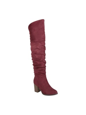 

JOURNEE COLLECTION Женские винно-бордовые сапоги Kaison с круглым носком на каблуке, Burgundy, KAISON-WNE-090