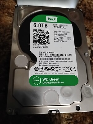 WD Green 6 TB Hard Drive 3.5'' SATA 6Gb/s 64MB Cache 5.4k HDD WD60EZRX HDD