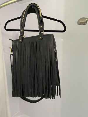 Black Leather fringe purse-never used, brand new without tags. NICE!