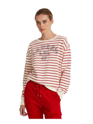 

LAUREN RALPH LAUREN Женский пуловер в рубчик в полоску цвета слоновой кости, Цвет слоновой кости