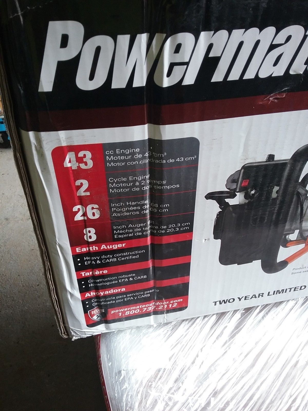 Powermate 43cc 2-cycle Engine, Earth Auger Powerhead w/ 8 in. Bit*New Surplus*