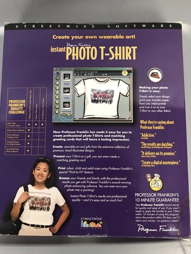 Streetwise Software Professor Franklin's Instant Photo T-Shirt Kit NEW NIB SH