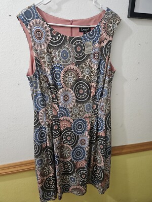 Connected Apparel Women s Size 12 Multi Colored Paisley Fit & Flare Textured...