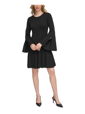 Женское черное платье CALVIN KLEIN с разрезными рукавами-клеш + расклешенное платье-клеш M