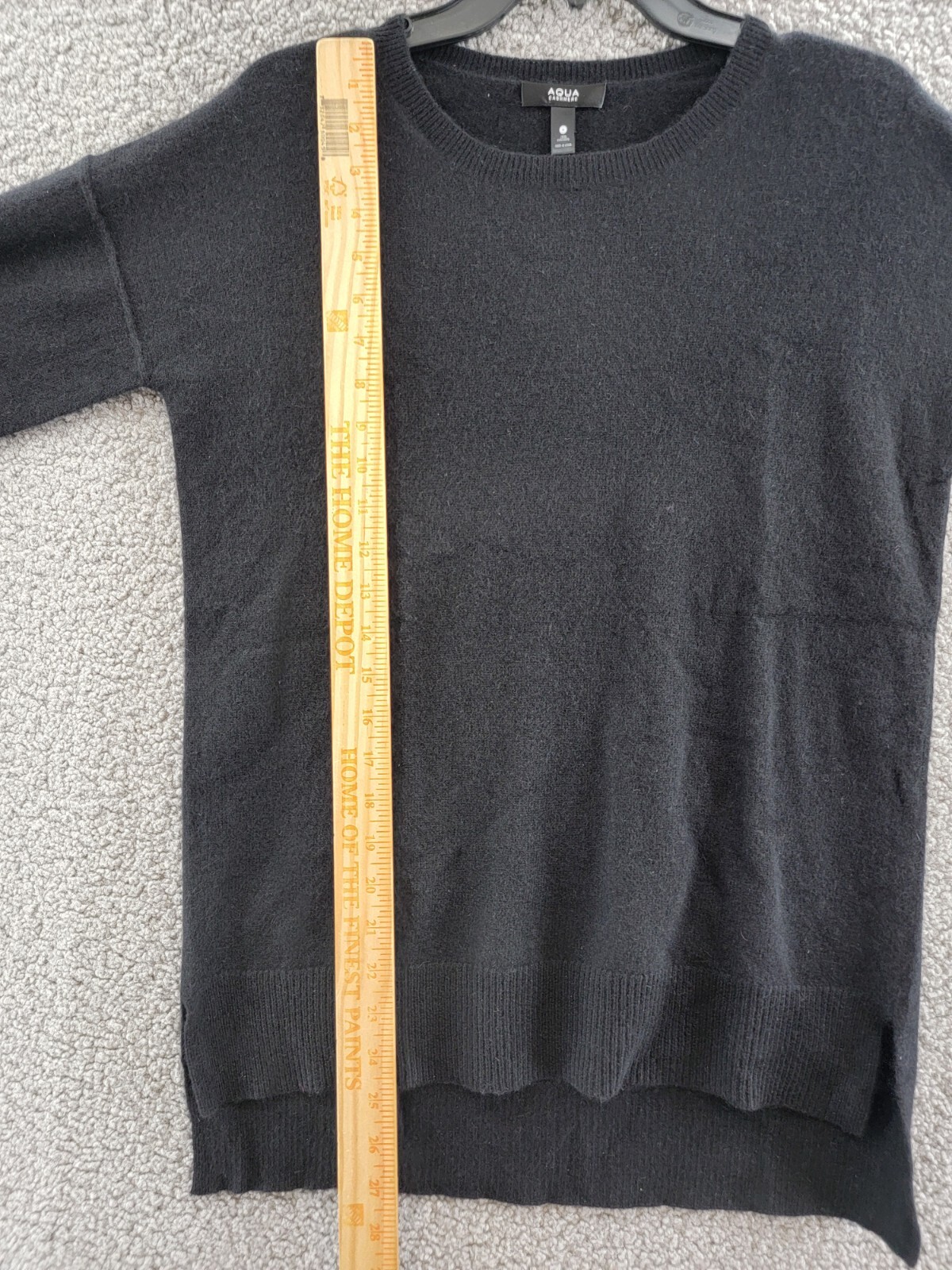 AQUA Cashmere High Low Cashmere Sweater Women's S Black Crew Neck Long Sleeve - Picture 7 of 12