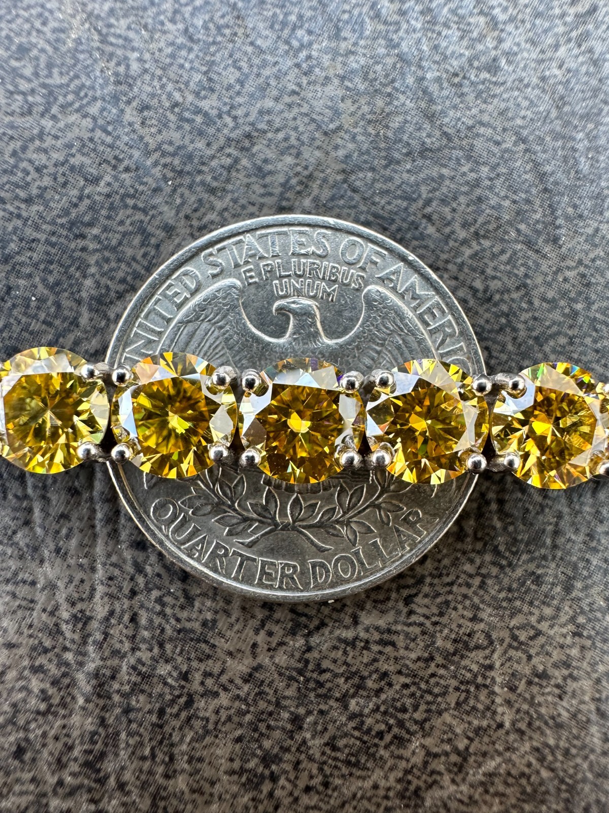 Pre-owned Silver Real Iced Canary Yellow Moissanite 7mm Tennis Bracelet 925  Diamond Tester
