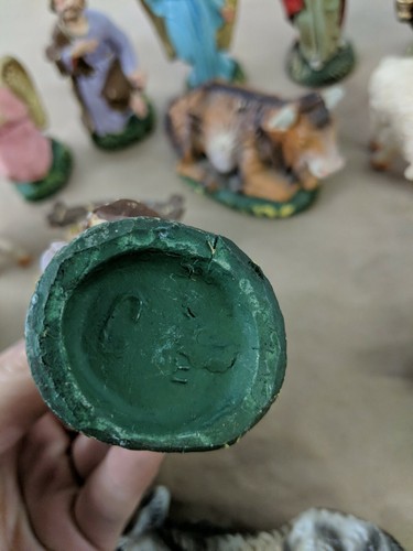 VINTAGE ITALIAN NATIVITY SET CHRISTMAS MANGER SCENE 17 FIGURES MADE ITALY J8