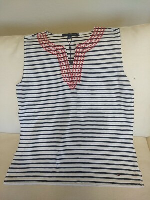 Tommy Hilfiger Women's Sorrento Sleeveless Medium Black white red $39.50 NEW