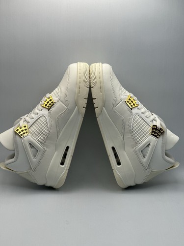 Pre-owned Jordan Air  4 Retro Metallic Gold Sail Shoes Aq9129-170 Women's Size 8.5 In White