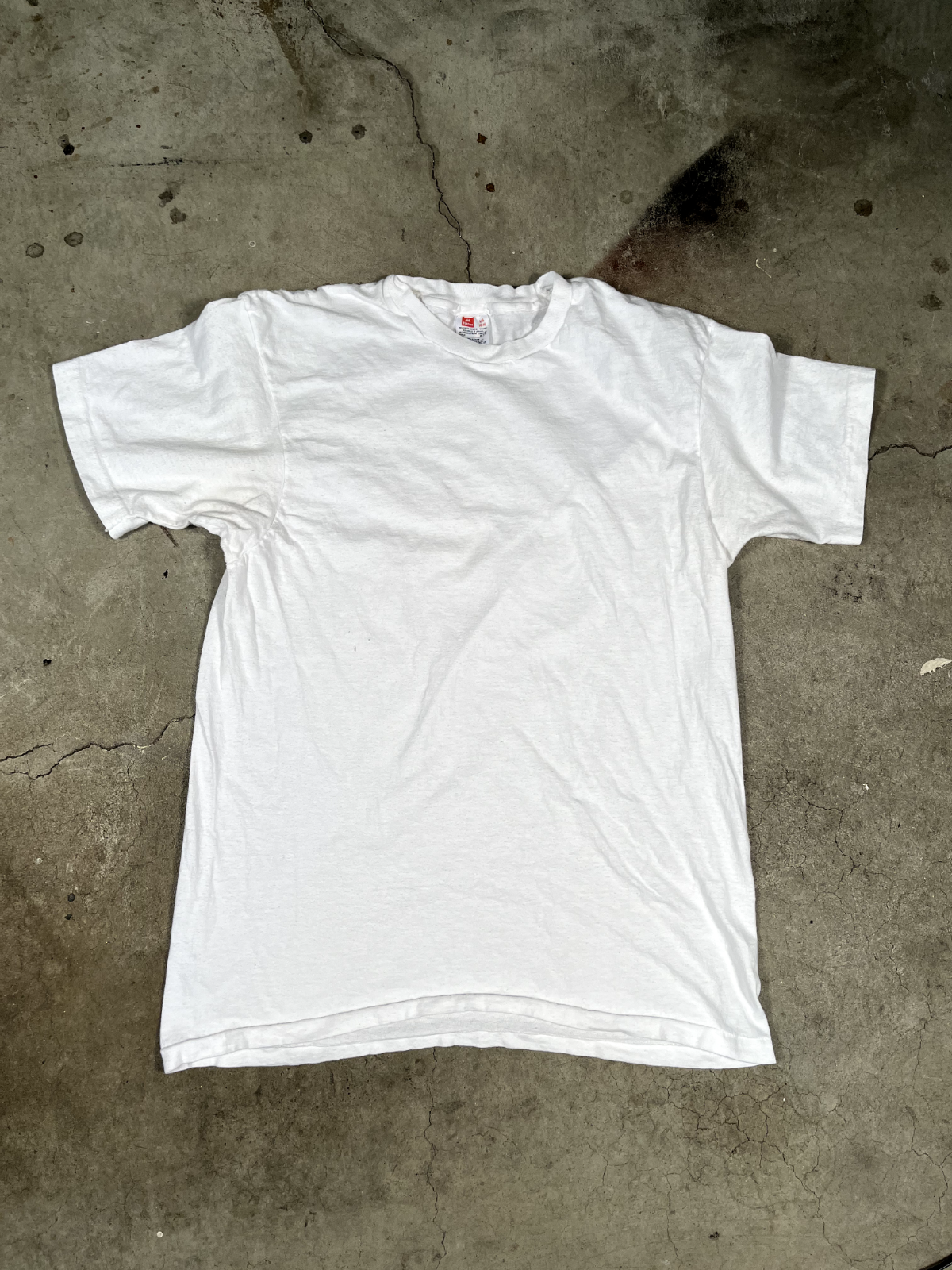 90's White Hanes Blank 100% Cotton Tee Shirt Size L Large