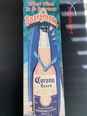 VTG Corona Extra Beer Surfboard 22  Wall Cabinet Clock Lime Hands New In Box!