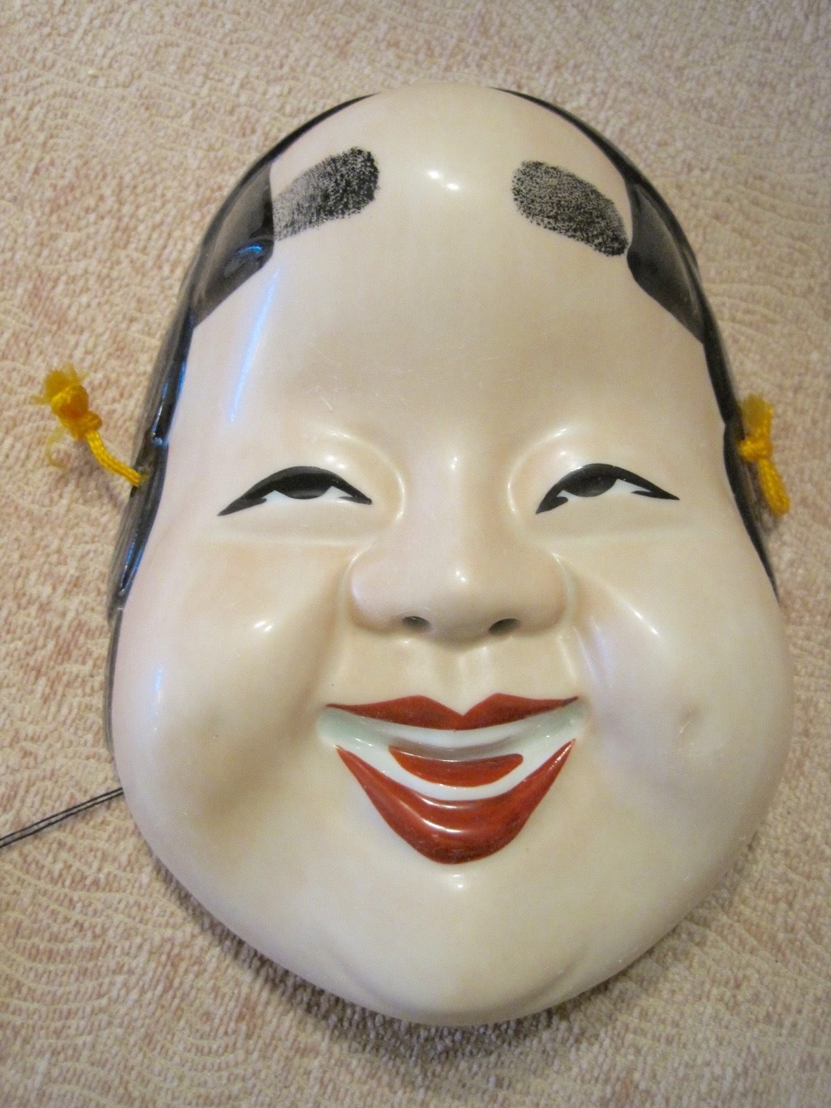 Japanese OTAFUKU Homely Young Woman Ceramic Decorative Mask- 7 1/4