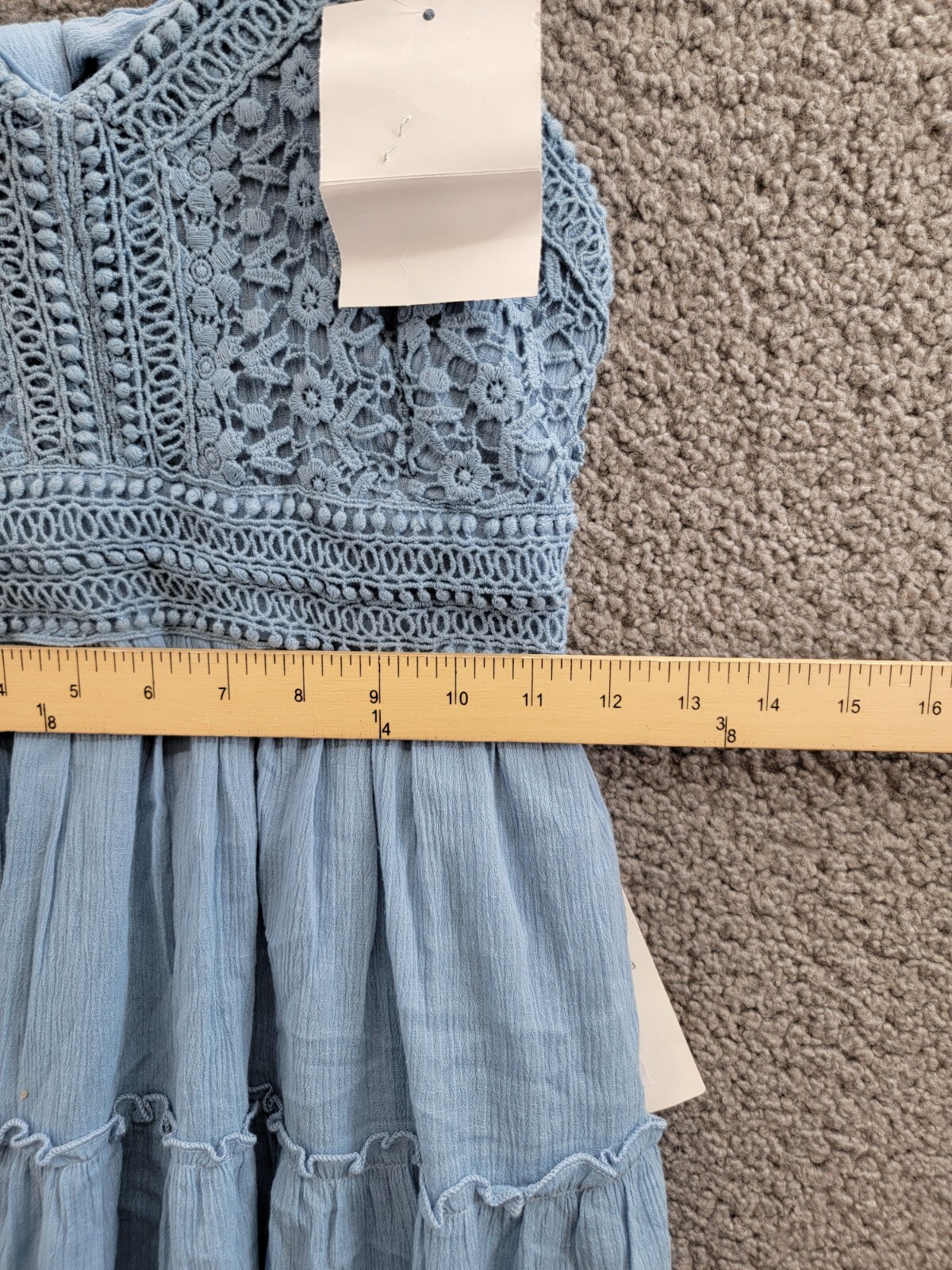 Rare Editions Sleeveless A-Line Dress Big Girls 14 Blue V-Neck Embroidered - Picture 6 of 14