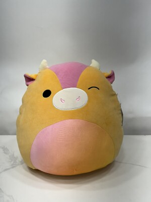 Squishmallow 16'' Adjani The Sunset Cow Winking Orange Pink New