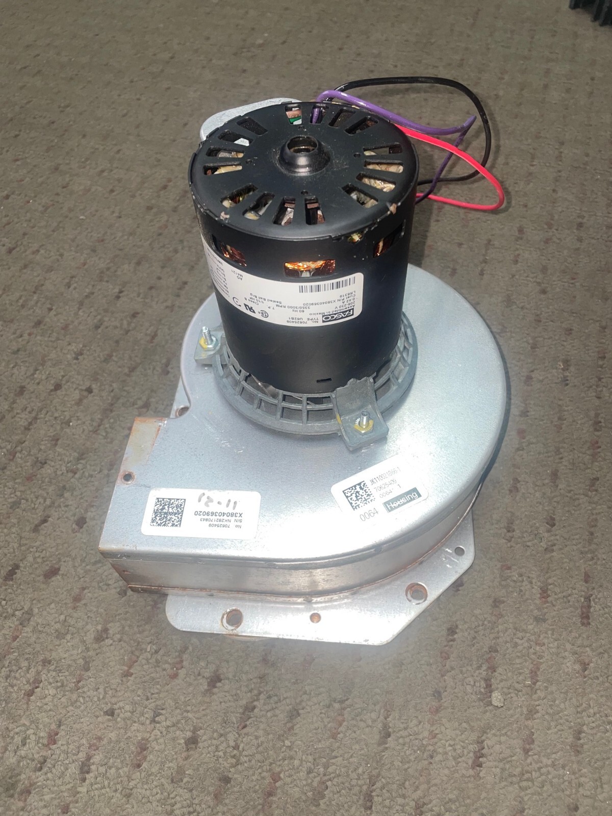 r0703 FASCO 70625409 X38040369020 LR6319 FURNACE DRAFT INDUCER