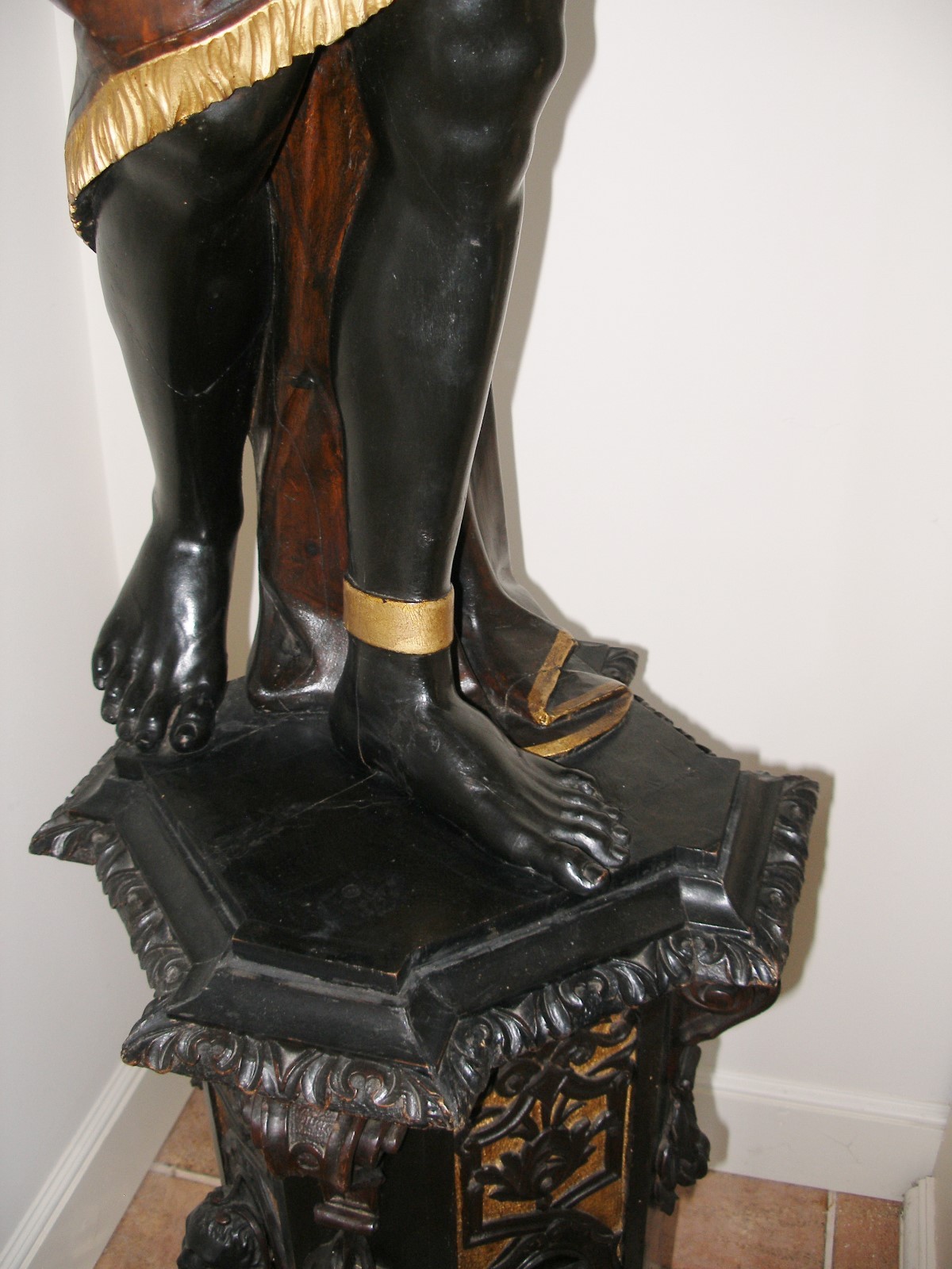 2 Antique Carved Italian Blackamoor Statues 92” Tall