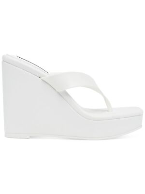 

STEVE MADDEN Женские белые 1-дюймовые изысканные сандалии на танкетке без шнуровки на платформе, 5 м, Белый, REFI02S1
