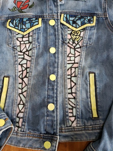 Youth Beauty And The Beast hand painted jean jacket