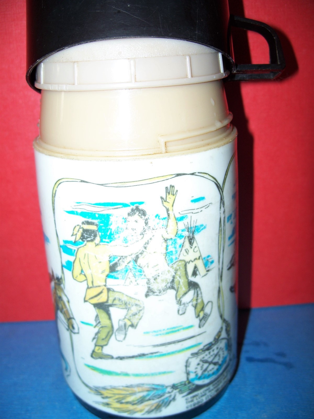Vintage 1980 The Legend of the Lone Ranger Black Plastic Thermos Wrather Prod.