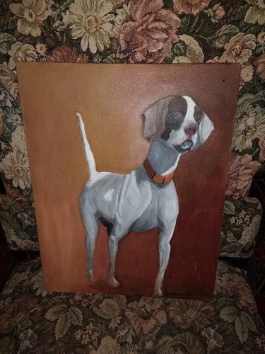 OIL PAINTING ON CANVAS,BREEZE, GREAT ENGLISH POINTER