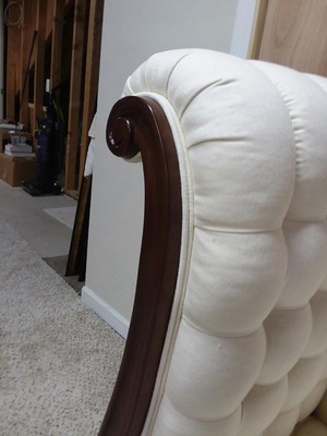 Vintage Empire Tall Back Loveseat With Mahogany Wood