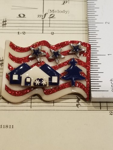 House Pins by Lucinda USA Flag Stars Patriotic Pin Brooch