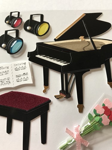 NIP PIANO RECITAL JOLEE'S BOUTIQUE DIMENSIONAL STICKERS MUSIC LIGHTS FLOWER
