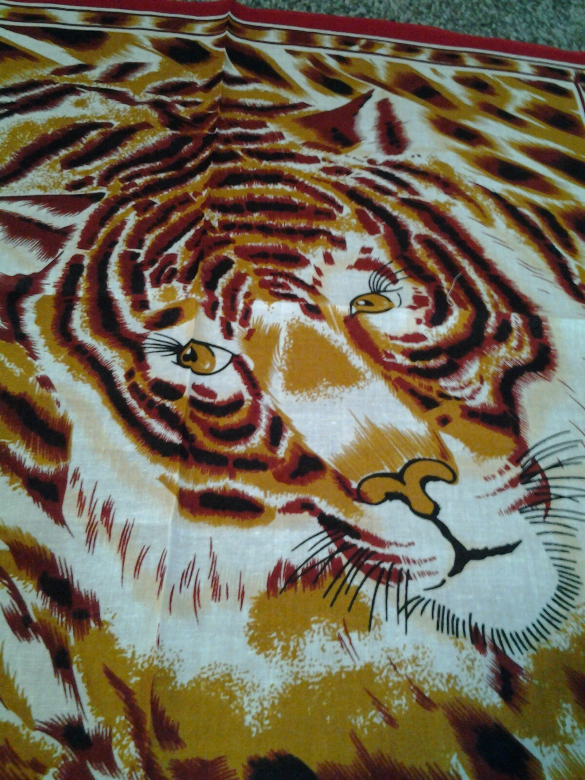 new BROWN & BLACK TIGER HEAD RED BORDER COTTON BANDANA HANKY BIKER HIPPIE COWBOY