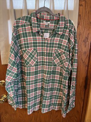 CROFT & BARROW Womens 4X Soft Flannel Buffalo Plaid Shirt Button Up NWT