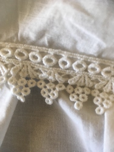 Pottery Barn teen Double ruffled White bedskirt full size Embroidered Edge