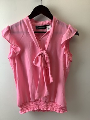 Size S NY&C Pink Flutter  Sleeve Blouse Style 1342