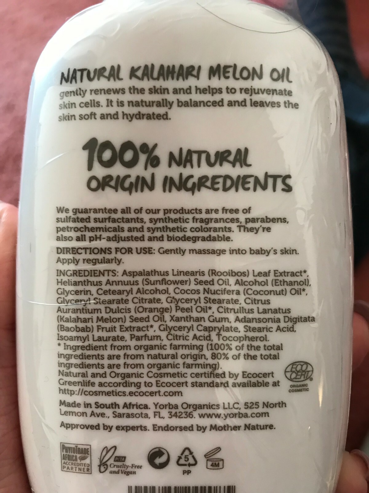 Yorba Organics Baby Lotion and Diaper Cream (New)