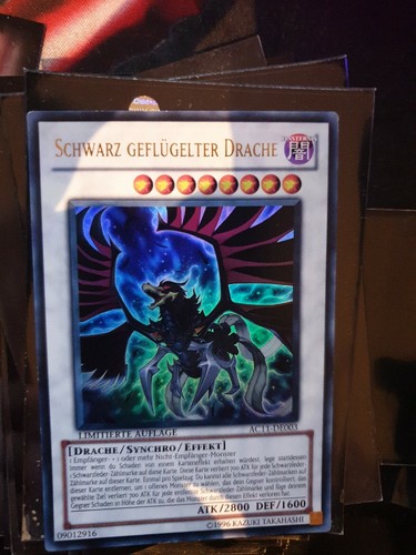 Schwarz geflügelter Drache CT07-DE002 Secret Rare Deutsch Yu-Gi-Oh Karte Played