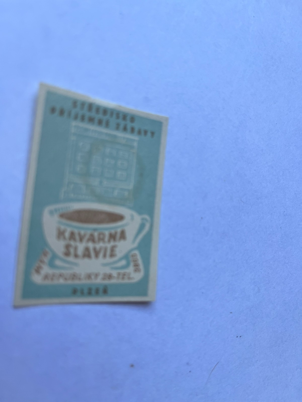 Vintage HOTEL  KAVARNA SLAVIE DECAL Plzen, Czech Republic