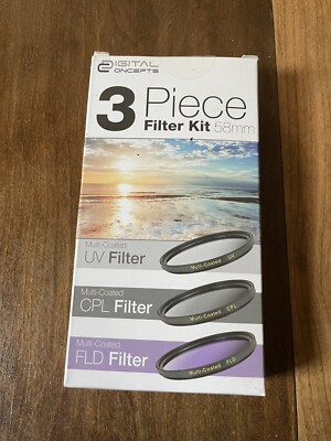 Digital Concepts DC-FK3-58 3 Piece Camera 58mm Filter Kit Black UV CPL FLD Ultra