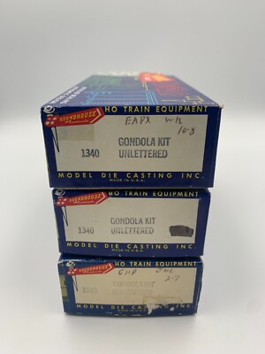 HO MDC/Roundhouse 3-Pack of 40' Gondolas. Undecorated. Stock # 1340. IOB