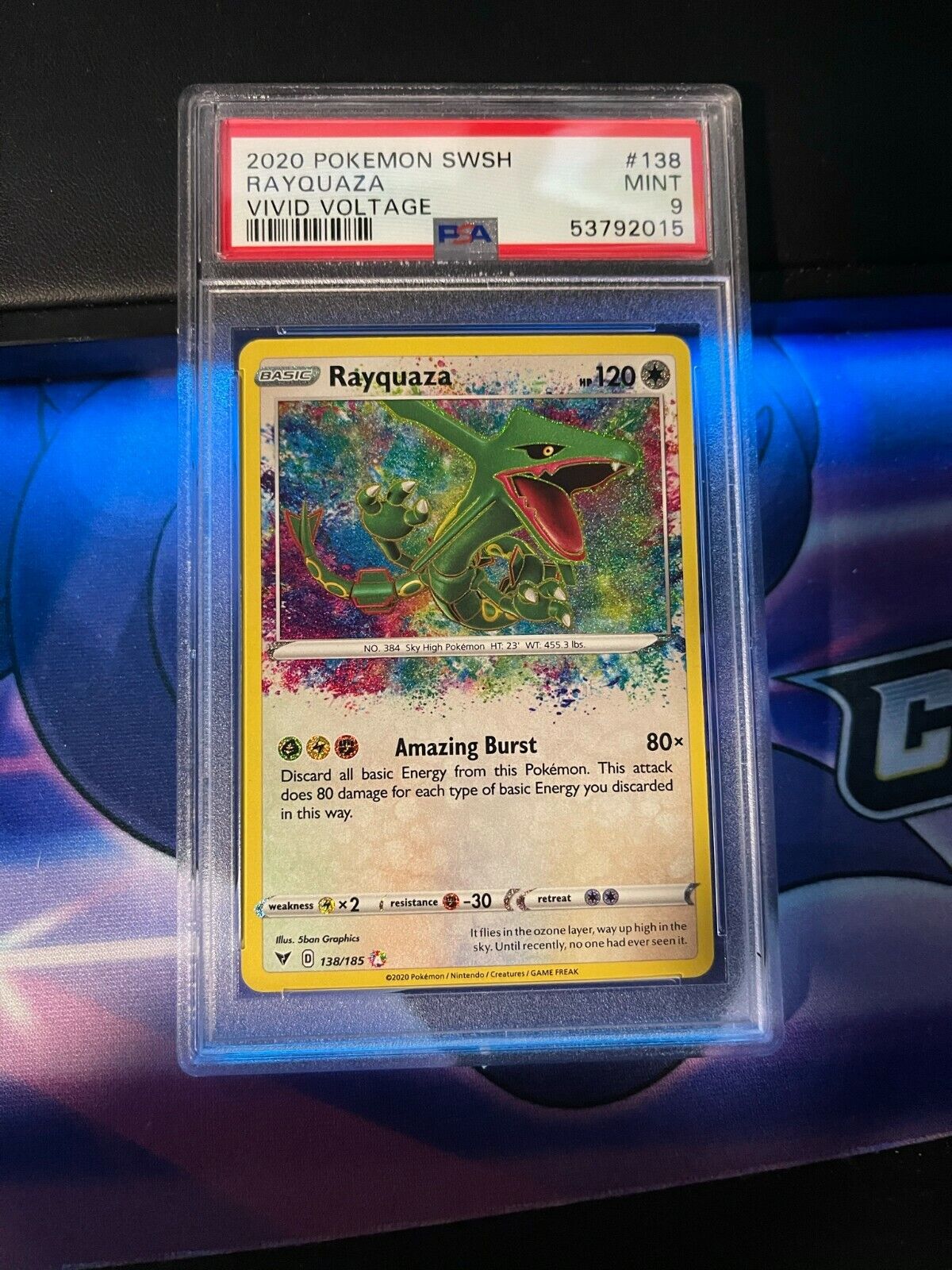 Pokemon SWSH Vivid Voltage Amazing Rare Rayquaza 138/185 PSA Pokemon SWSH Vivid Voltage Amazing Rare Rayquaza 138/185 PSA