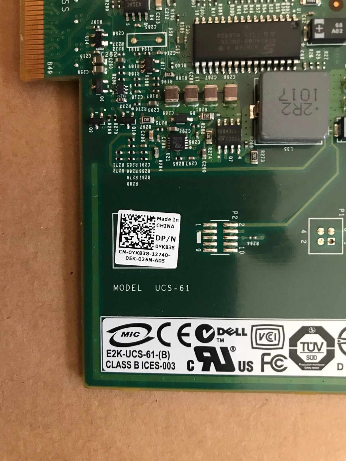 Dell PERC 6/iR SAS PCI-E Server RAID Controller Card 0YK838 R710